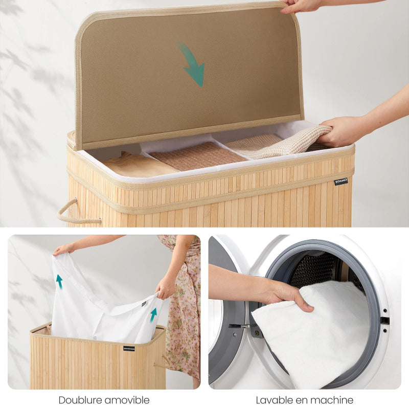 Panier à linge en bois avec détaille