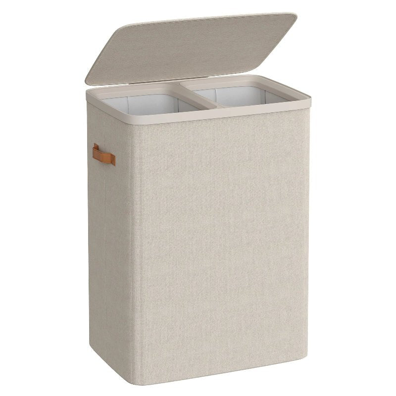 Panier à linge double 170L beige
