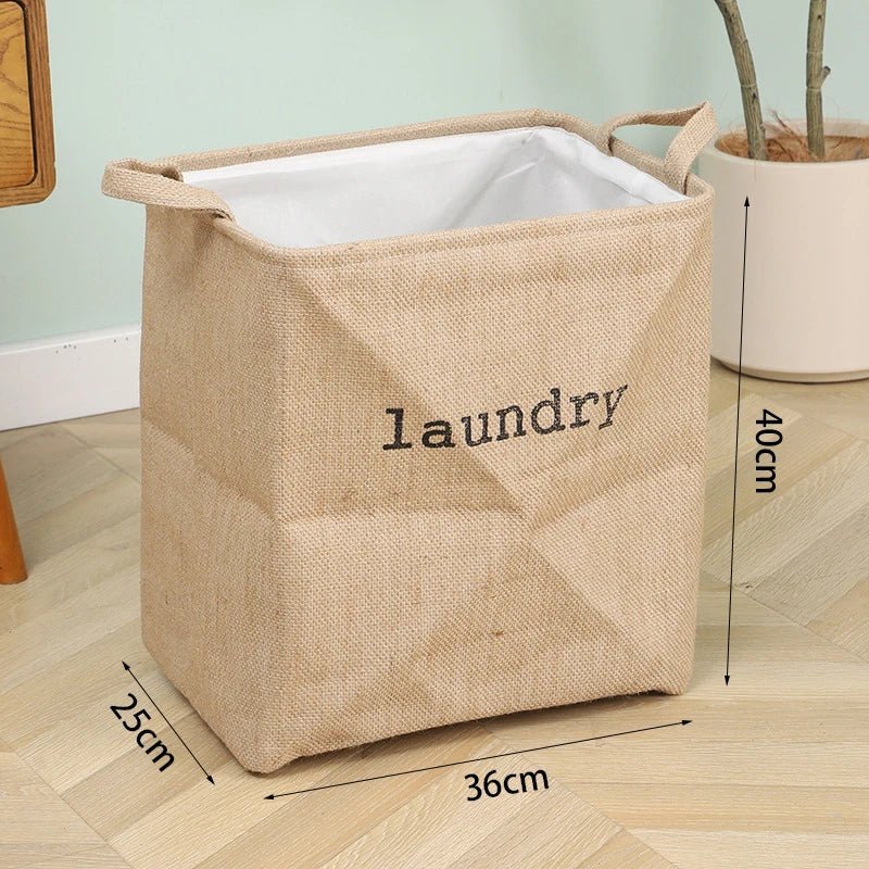 dimensions et tailles panier à linge en tissu beige clair