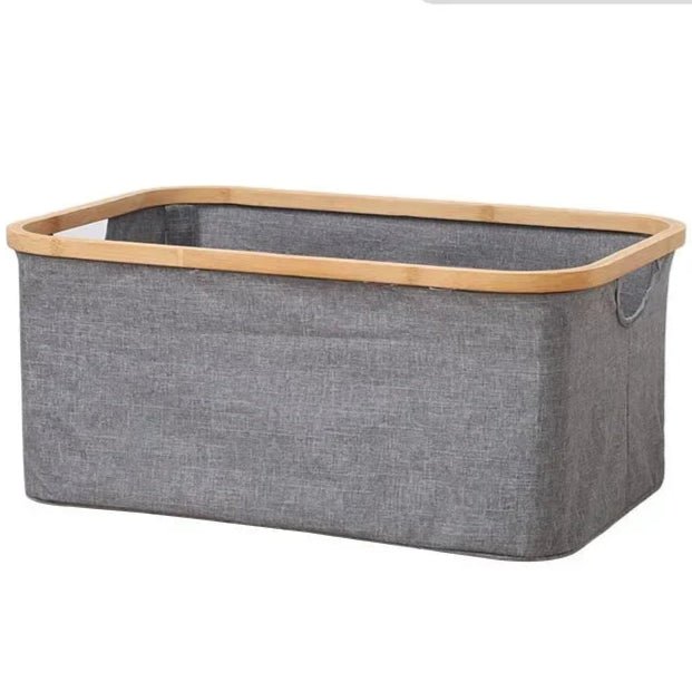 petit panier à linge en bois et tissu
