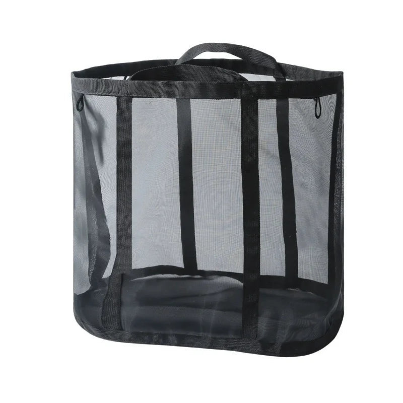 Panier à linge sale en maille tout noir