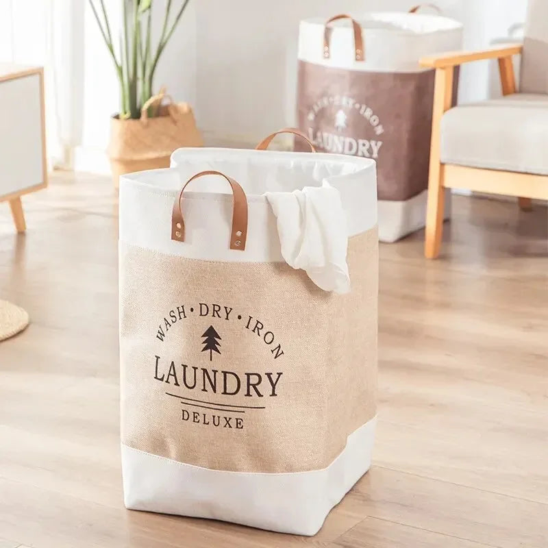 2 paniers à linge rectangle en tissu