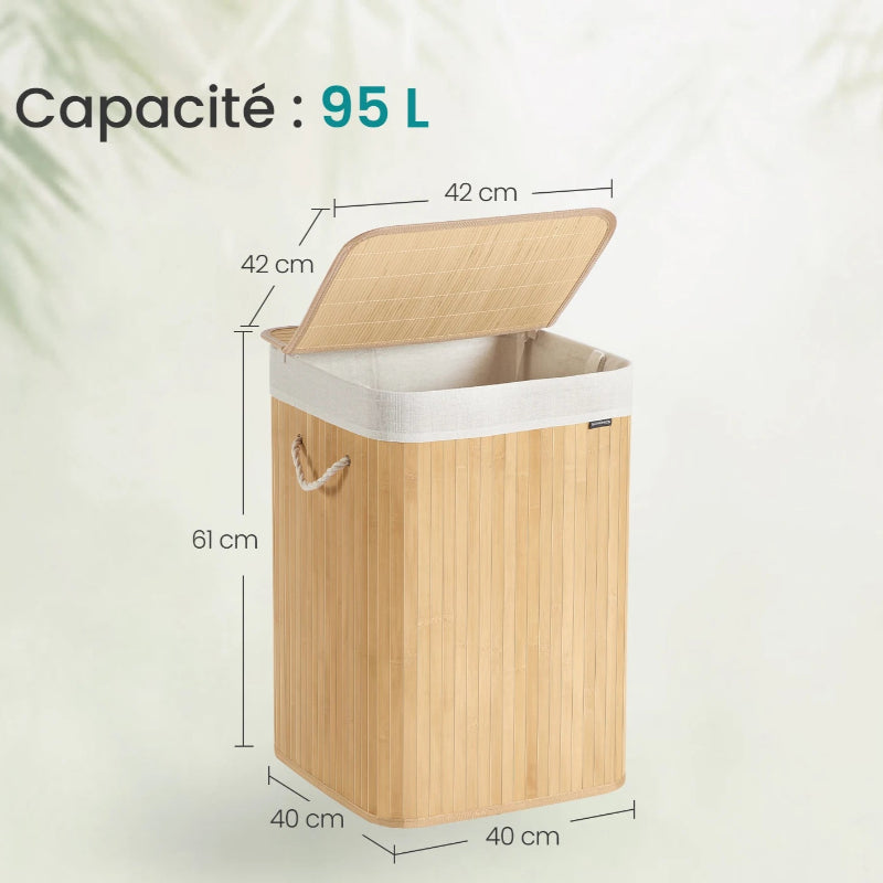Dimensions et taille  panier à linge en bois 95L