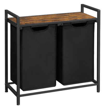 Panier à linge double  noir  avec étagère