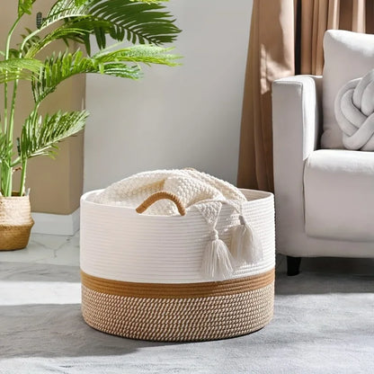 Panier-a-linge-en-osier rond
