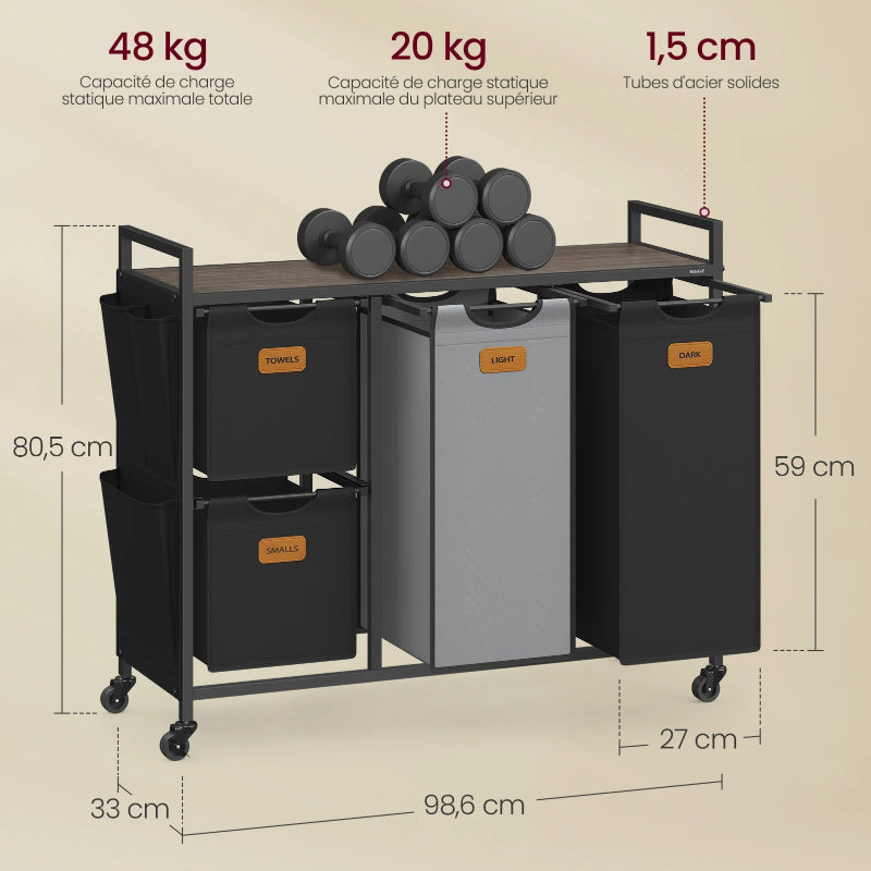  détaille et dimensions Panier-a-linge-tri-4-compartiments 
