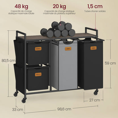  détaille et dimensions Panier-a-linge-tri-4-compartiments 