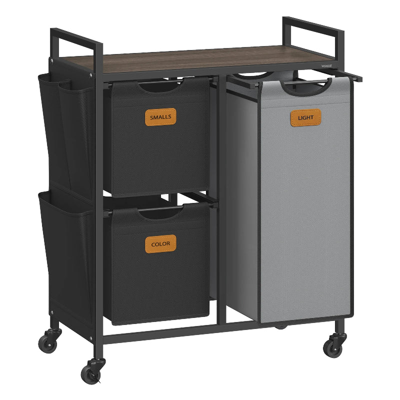 panier à linge de tri avec étagère