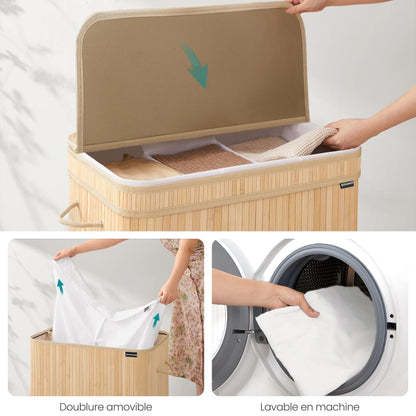 Panier à linge en bois avec détaille 