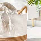 Panier à linge-en-osier rond