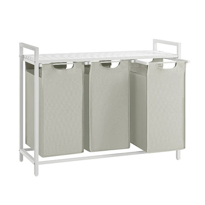 Panier à linge 3 compartiments  blanc 