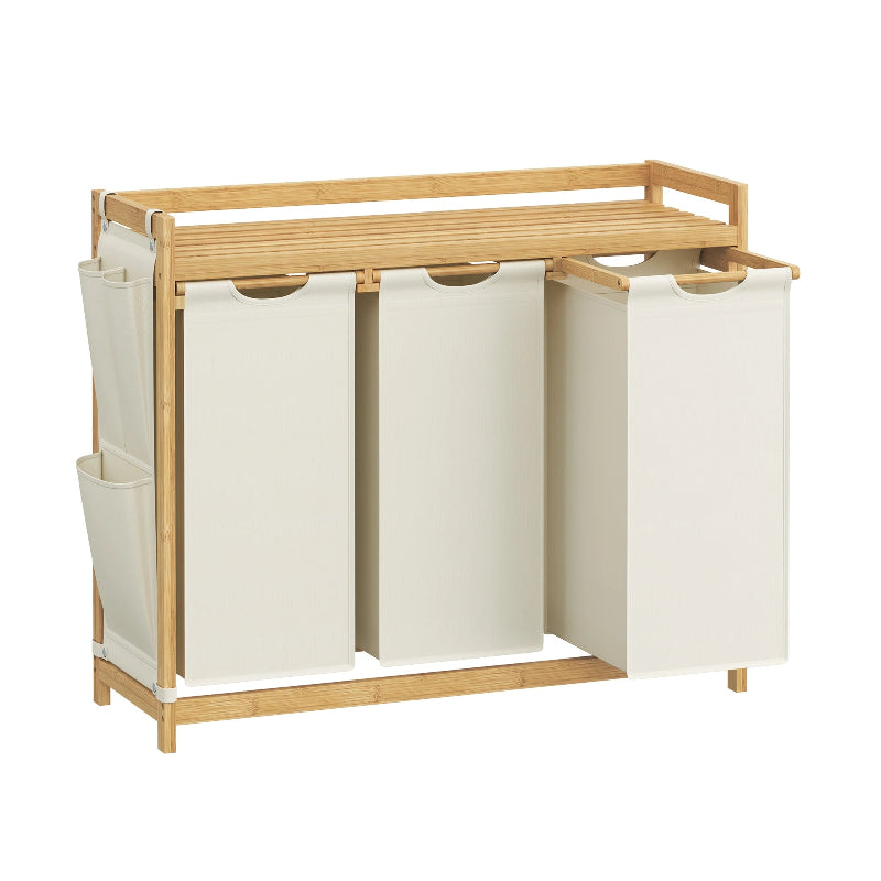 Panier à linge 3 compartiment-blanc crème 