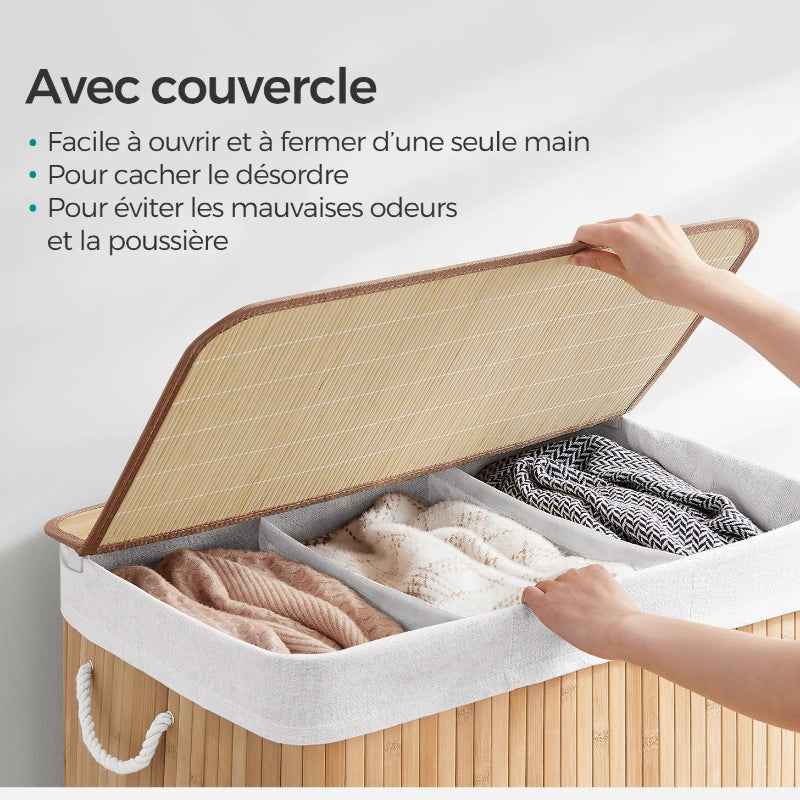  rangement Panier à linge 3 compartiments-150L