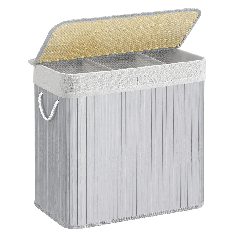 Panier  linge 3 compartiments 150L gris