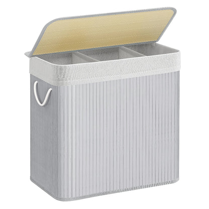 Panier  linge 3 compartiments 150L gris