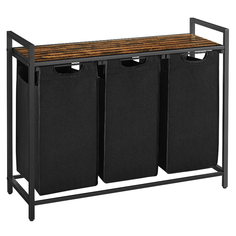 Panier à linge 3 compartiments noir 