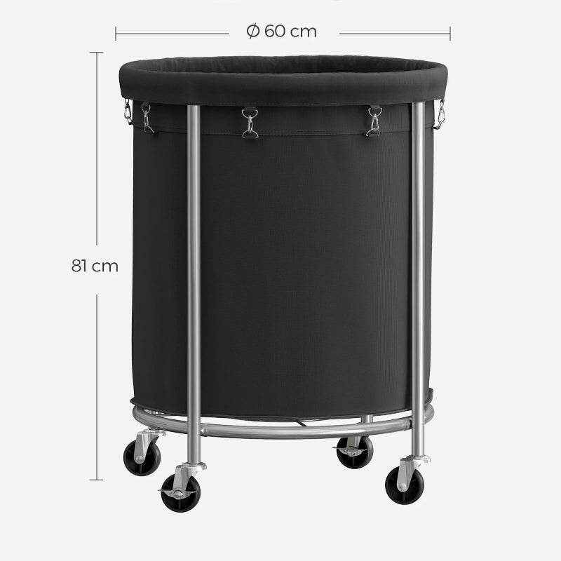  dimensions Panier à linge avec roulettes noir 