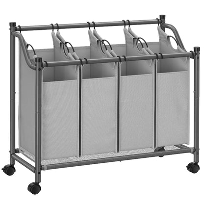 Panier à linge avec roulettes tout gris 