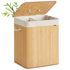 Panier à linge en bois avec double compartiments