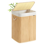 Panier à linge en bois clair 95L