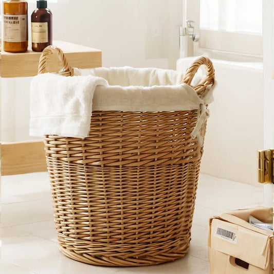 Panier à linge en bois rond