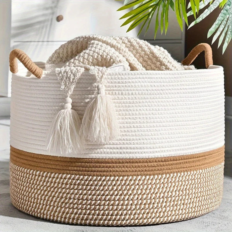 Panier à linge en osier rond