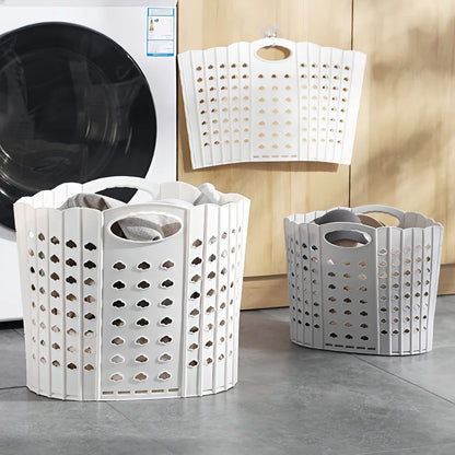 Panier à linge en plastique pliable un gris et un blanc 