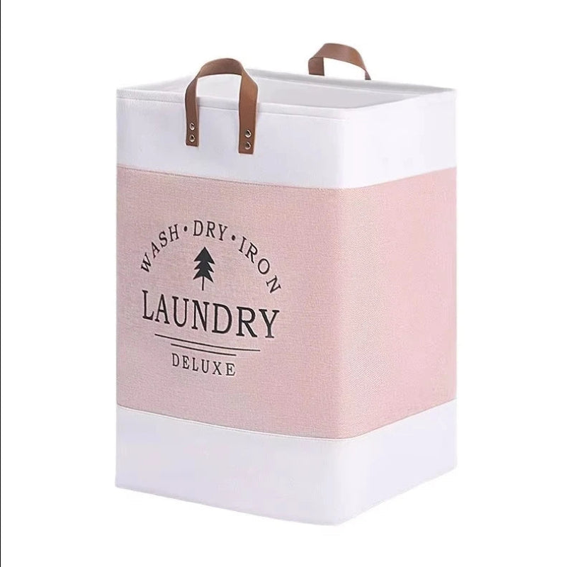 Panier à linge rectangle rose 