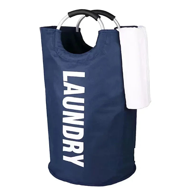 Panier à linge rond bleu foncé