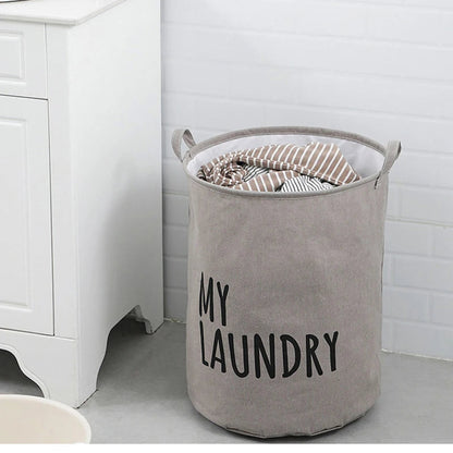 Panier à linge rond gris 