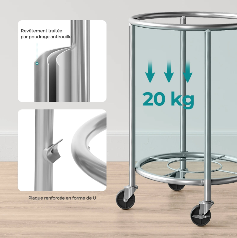 capacité max et charge du panier à linge avec roulettes 