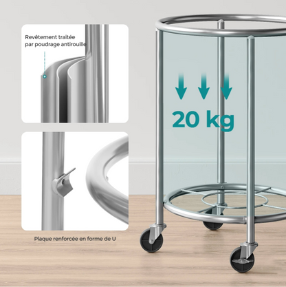 capacité max et charge du panier à linge avec roulettes 