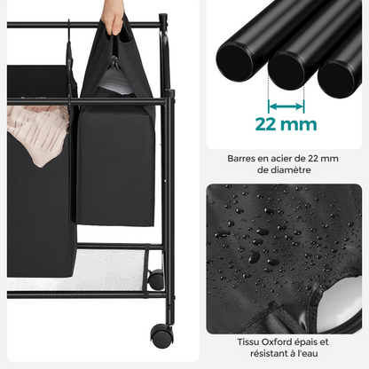  dimensions Panier à linge roulettes 4 compartiments 