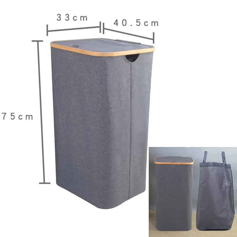 Panier à linge sale  grande capacité en gris 