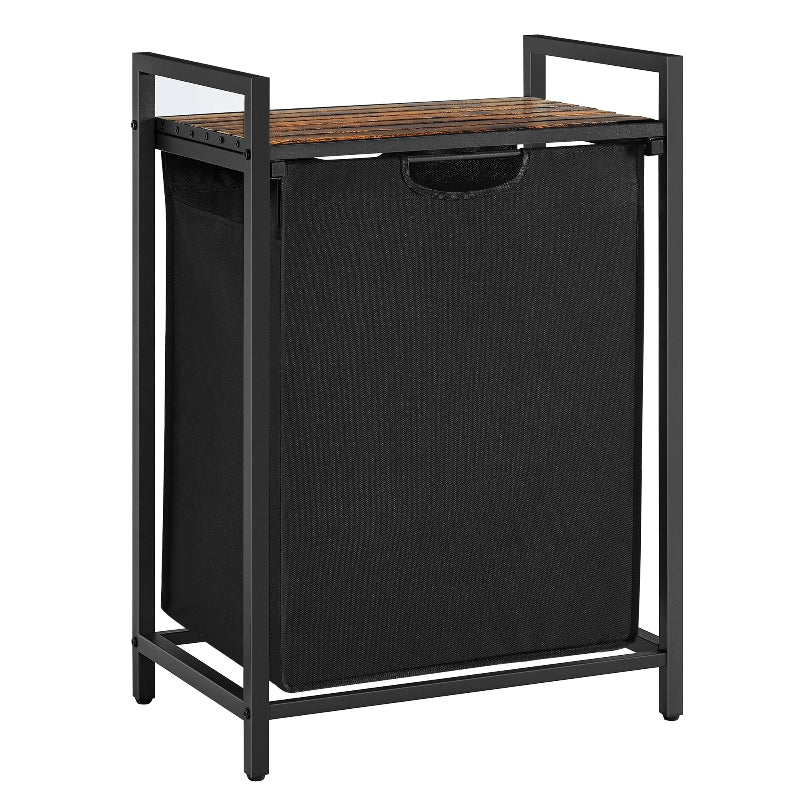 Panier à linge sale noir avec une étagère