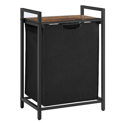 Panier à linge sale noir avec une étagère