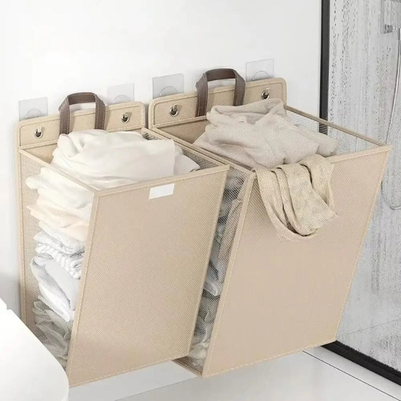 Panier à linge suspendu beige