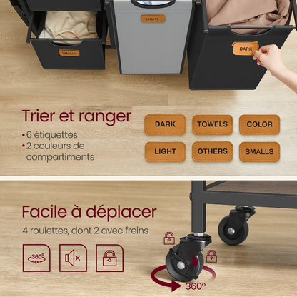  fonctionnalités Panier à linge tri avec 4 compartiments 