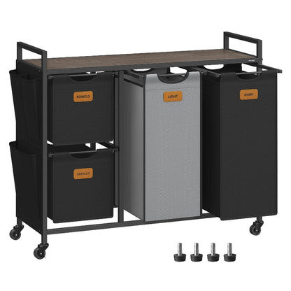 Panier à linge 4 compartiments noir  