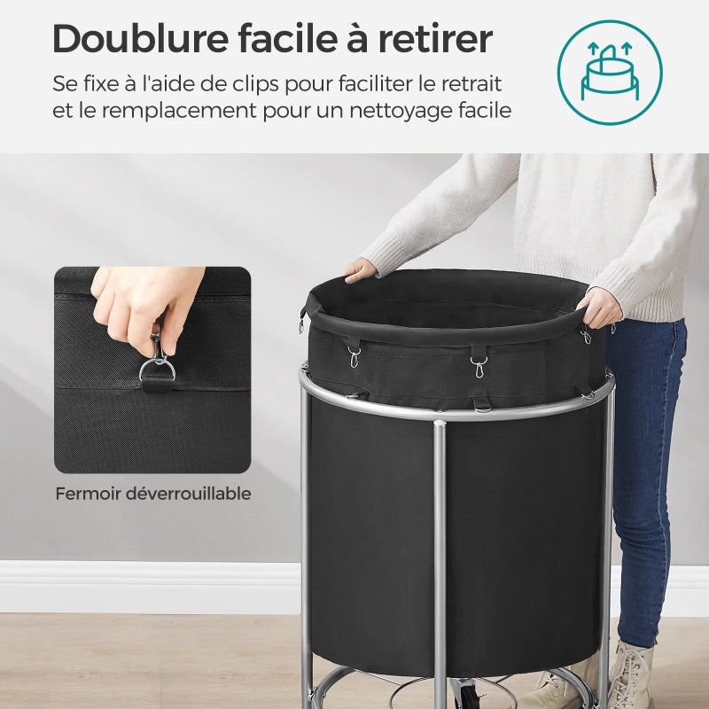 doublure facile à retirer du panier à linge avec roulettes 