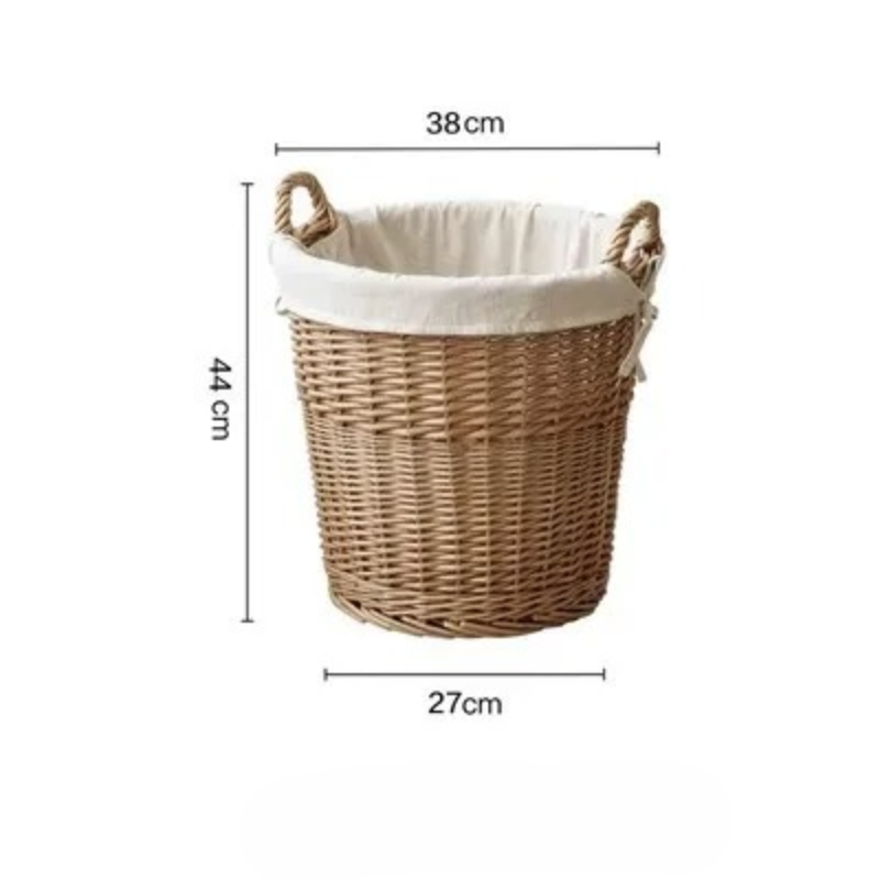 grand panier à linge en bois rond