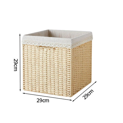 moyen panier à linge en rotin blanc