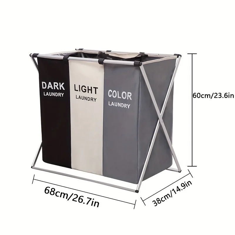 Panier à linge 3 compartiments pliable