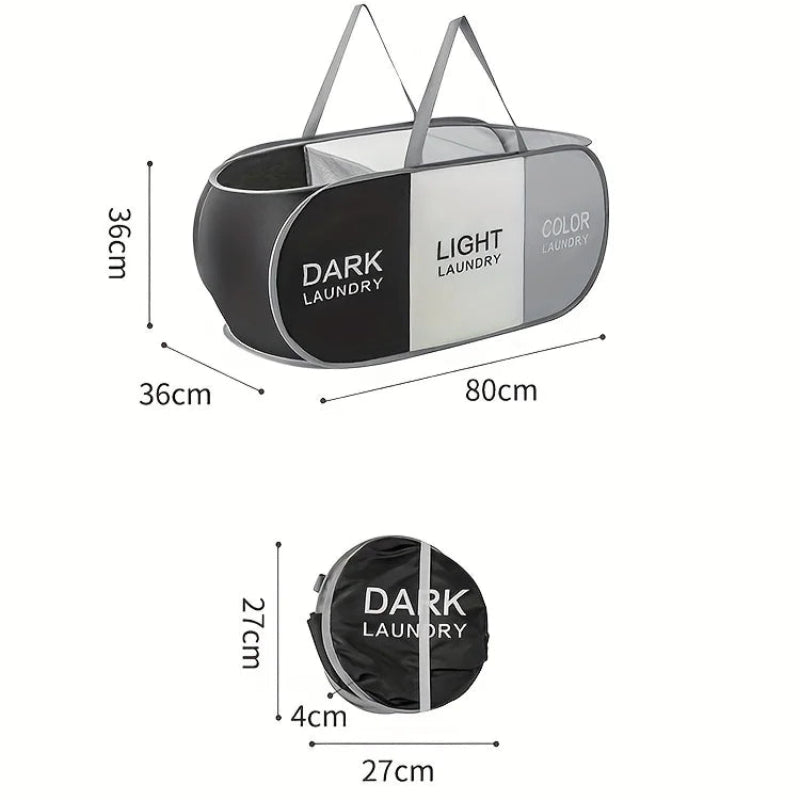 dimensions panier à linge 3 compartiments pliable