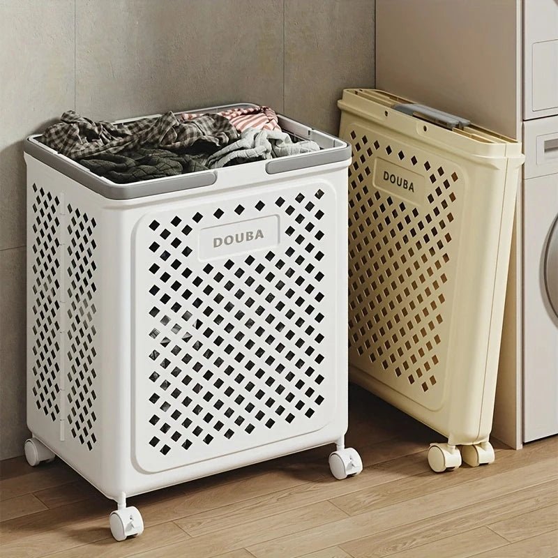 Panier à linge à roulettes-pliable plier dans un coin