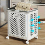 Panier à linge avec roulettes pliable tout blanc