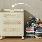 Panier à linge à roulettes pliable blanc