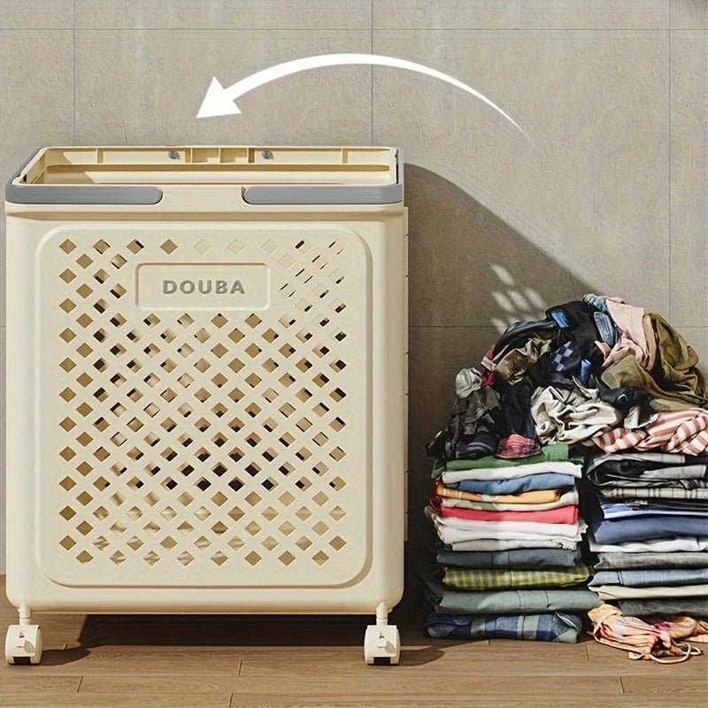 Panier à linge à roulettes pliable blanc