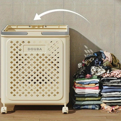 Panier à linge à roulettes pliable blanc