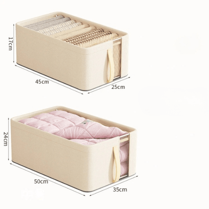 tailles panier à linge dans meuble beige